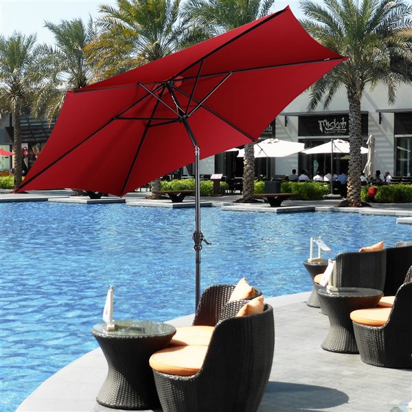 Costway 9-ft Burgundy Garden Patio Umbrella Crank