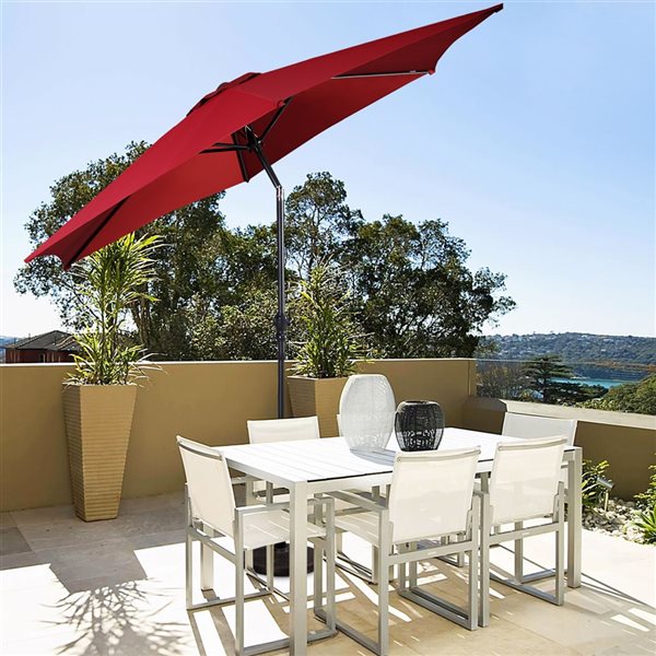 Costway 9-ft Burgundy Garden Patio Umbrella Crank