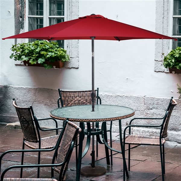 Costway 9-ft Burgundy Garden Patio Umbrella Crank