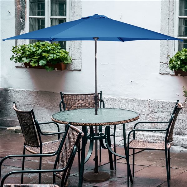 Costway 9-ft Blue Garden Patio Umbrella Crank