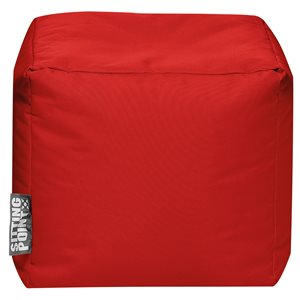Pouf rouge carré Cube Brava en polyester par Gouchee Home