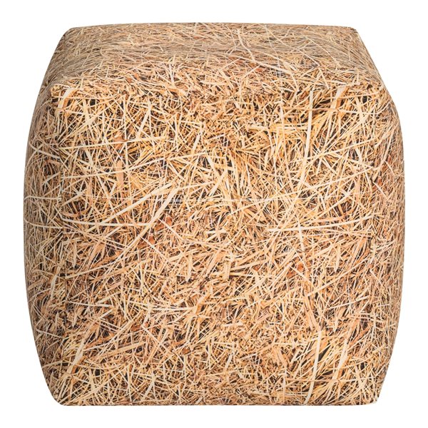 Gouchee Home Cube Straw Modern Gold Polyester Square Ottoman
