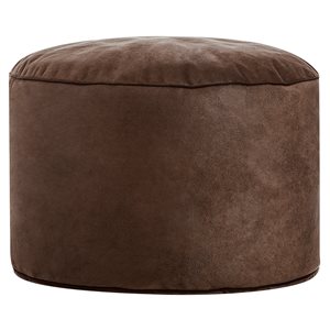 Pouf brun rond Dotcom Cuba en polyester par Gouchee Home