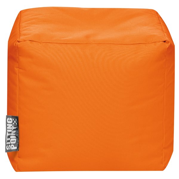 Pouf orange carré Cube Brava en polyester par Gouchee Home