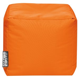 Pouf orange carré Cube Brava en polyester par Gouchee Home