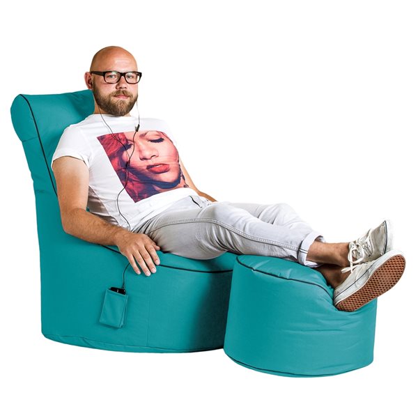 Gouchee Home Dotcom Brava Modern Turquoise Polyester Round Ottoman