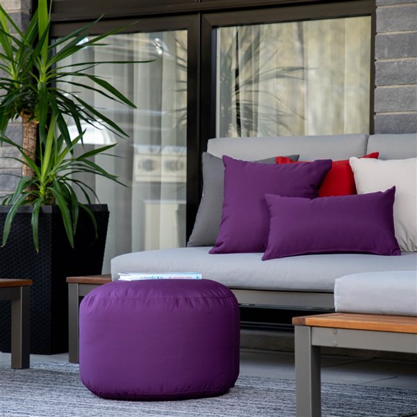 Gouchee Home Soleil Modern Purple Synthetic Round Ottoman