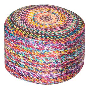 Pouf multicolore rond Dotcom Knotted en polyester par Gouchee Home