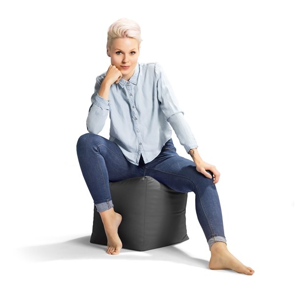 Gouchee Home Cube Brava Modern Grey Polyester Square Ottoman