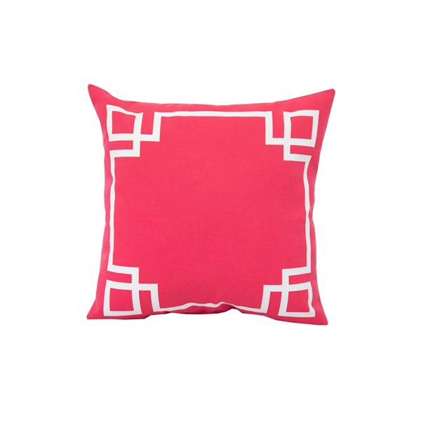 Coussin décoratif Bozanto carré rose géométrique de 19 po x 19 po