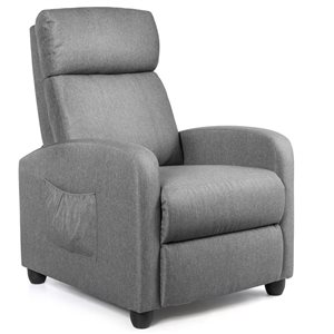 CASAINC Casual Wingback Grey Linen Accent Chair with Massage Function