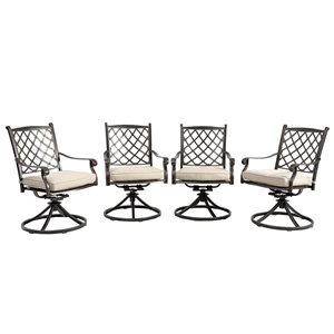 CASAINC Beige Traditional Synthetic Upholstered Diagonal-Mesh Backrest Swivel Dining Chair with Aluminum Frame -Set of 4