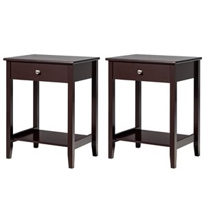 CASAINC 4-Legs Brown Casual Wood Coffee Table with Integrated Storage - Set of 2