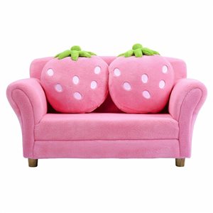 CASAINC 19-in Pink Strawberry Upholstered Kids Accent Chair