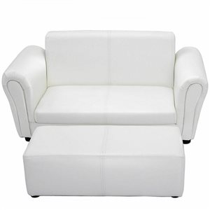 CASAINC 16.5-in White Upholstered Kids Accent Chair with Ottoman
