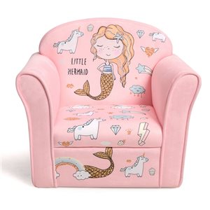 CASAINC 17-in Pink Mermaid Upholstered Kids Accent Chair