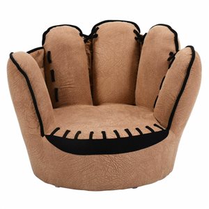 CASAINC 17.5-in Brown Upholstered Baseball Glove-Shaped Kids Accent Chair