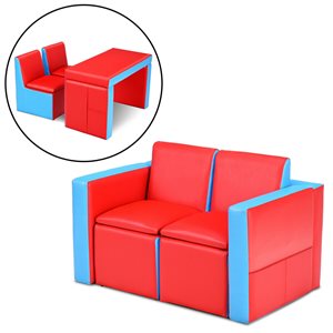 CASAINC 19-in Red Upholstered Multifunctional Stackable Kids Accent Chair and Table Set