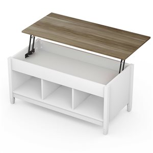 CASAINC 4-Legs White Lift Top Wood Coffee Table with Integrated Storage