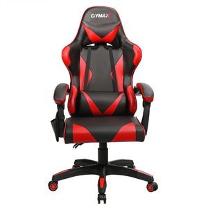 CASAINC Casual Red Faux Leather Reclining Swivel Gaming Chair with Massage Lumbar Support