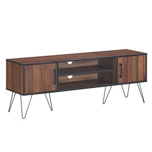 CASAINC Brown MDF 60-in TV Stand with Adjustable Shelf and Metal Legs