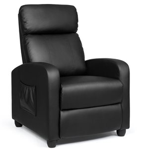 CASAINC Casual Black Wingback Linen Accent Chair with Massage Function