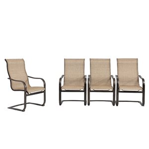 CASAINC Light Brown Traditional Synthetic Upholstered Sling Curved Dining Chair with Aluminum Frame - Set of 4