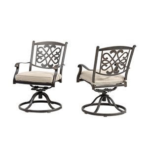 CASAINC Beige Contemporary Synthetic Upholstered Flower-Shaped Backrest Swivel Dining Chair with Aluminum Frame - Set of 2