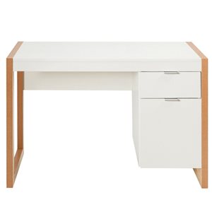 CASAINC 44-in White Traditional Computer Desk Writing Workstation with Cabinet and Drawer