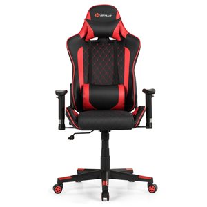 CASAINC Casual Red Faux Leather Reclining Gaming Chair with Massage Function