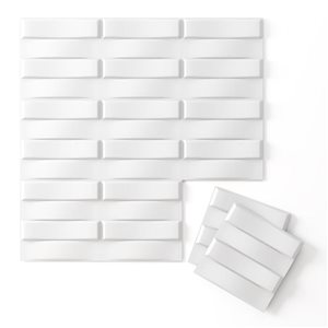 Wall Flats 22.5-sq. ft. White Textured 3-Dimensional Wall Panels with Stitch Pattern
