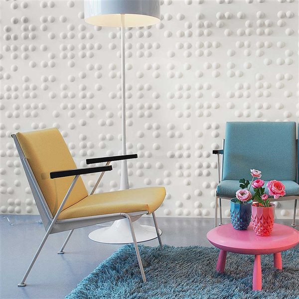 Wall Flats 22.5-sq. ft. White Textured 3-Dimensional Wall Panels with Braille Pattern