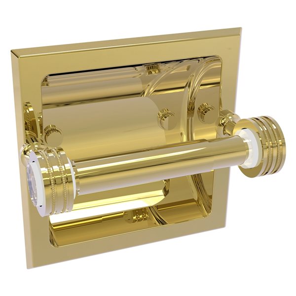 Allied Brass Pacific Grove Recessed Double Post Toilet Paper Holder - Unlacquered Brass