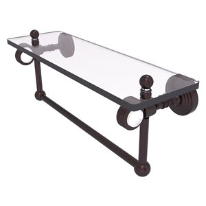 Allied Brass Pacific Grove 1-Tier Glass Wall Mount Bathroom Shelf with Towel Bar - Antique Bronze