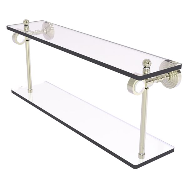 Allied Brass Pacific Grove Polished Nickel Finish 2-Tier Glass Wall Mount Bathroom Shelf