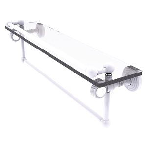 Allied Brass Pacific Grove 1-Tier Glass Wall Mount Bathroom Shelf with Gallery Rail in Matte White