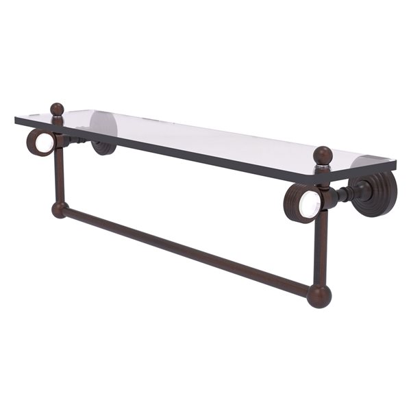 Allied Brass Pacific Grove 1-Tier Glass Wall Mount Bathroom Shelf with Towel Bar in Venetian Bronze