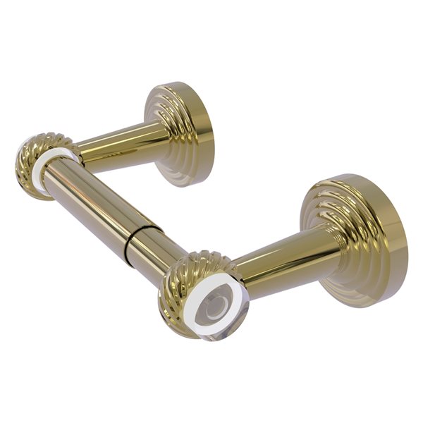 Allied Brass Pacific Beach Unlacquered Brass Wall Mount Double Post Toilet Paper Holder with Twisted Accents