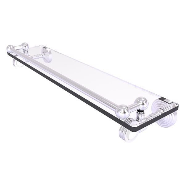 Allied Brass Pacific Grove Satin Chrome 22-in Wall Mounted Bathroom Gallery Glass Shelf with Dotted Accents