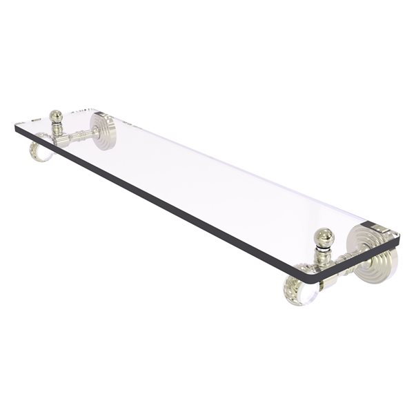 Allied Brass Pacific Grove Polished Nickel 16-in Wall Mounted Bathroom Glass Shelf with Twisted Accents