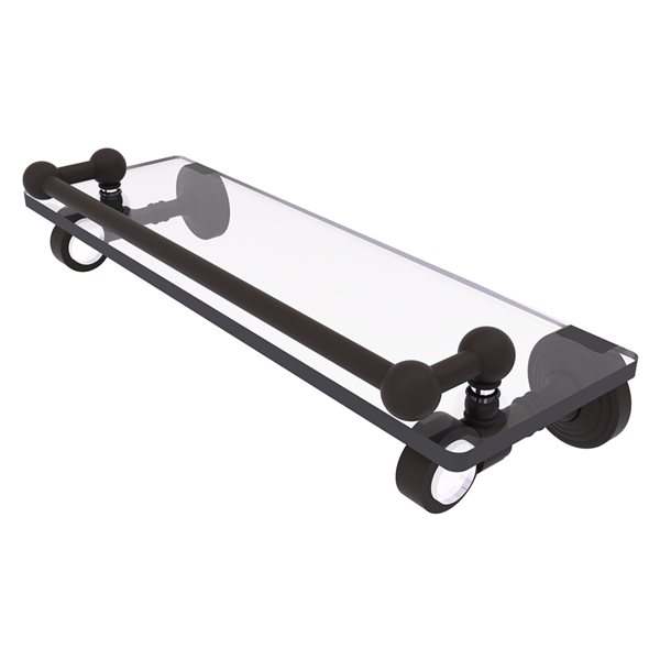 Allied Brass Pacific Grove Oil Rubbed Bronze 16-in Wall Mounted Bathroom Glass Shelf with Gallery Rail