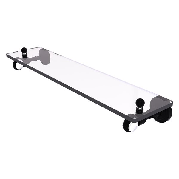 Allied Brass Pacific Grove Matte Black 22-in Wall Mounted Bathroom Glass Shelf with Twisted Accents