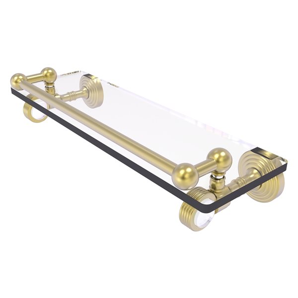 Allied Brass Pacific Grove Satin Brass 16-in Wall Mounted Bathroom Gallery Glass Shelf with Grooved Accents