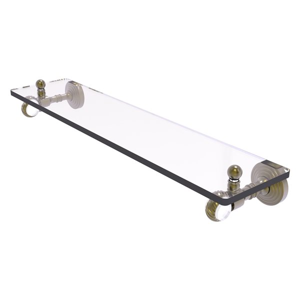 Allied Brass Pacific Grove Antique Brass 16-in Wall Mounted Bathroom Glass Shelf with Twisted Accents