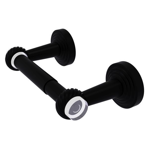 Allied Brass Pacific Beach Matte Black Wall Mount Double Post Toilet Paper Holder with Twisted Accents
