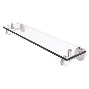 Allied Brass Pacific Grove Satin Nickel 22-in Wall Mounted Bathroom Glass Shelf with Dotted Accents