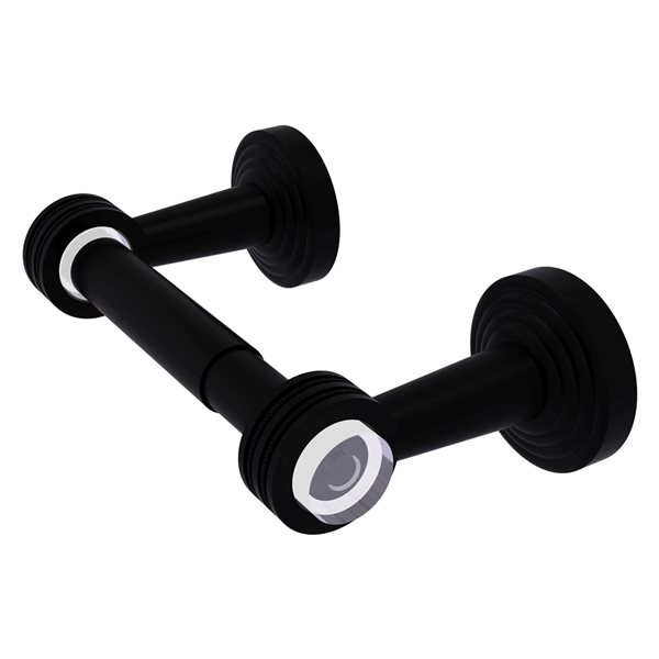 Allied Brass Pacific Beach Matte Black Wall Mount Double Post Toilet Paper Holder with Dotted Accents
