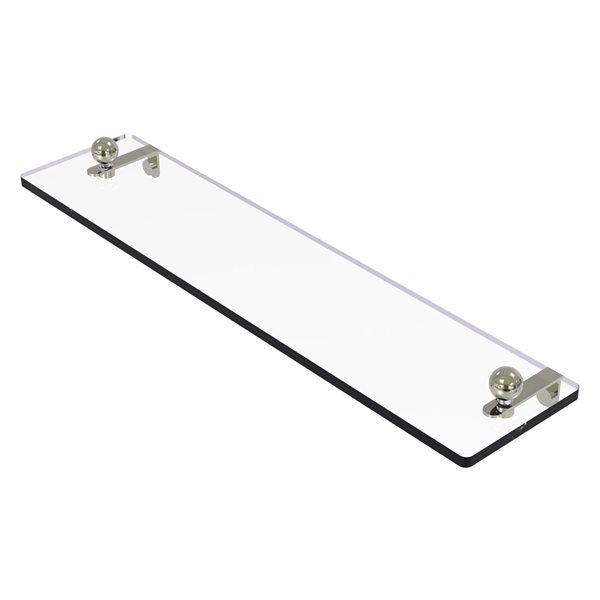 Allied Brass Prestige Regal Polished Nickel 22-in Glass Vanity Shelf with Beveled Edges