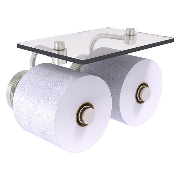 Allied Brass Prestige Regal Satin Nickel 2 Roll Toilet Paper Holder with Glass Shelf