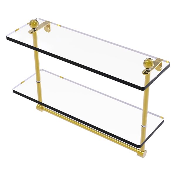 Allied Brass Prestige Regal Polished Chrome 16-in Two Tiered Glass Shelf  with Integrated Towel Bar RONA